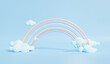 3D rendring of colorful pastel clouds and rainbow with empty space for kids or baby product.