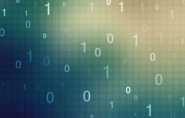 2d illustration abstract digital binary data on computer screen