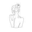 © Наталья Дьячкова - Woman Body Line Drawing. Abstract Minimal Female Back Icon, Logo. Continuous One Line Woman Nude Illustration. Modern Trendy Contour Drawing. Vector EPS 10.
