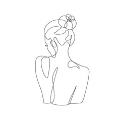 Wall Mural - Woman Body Line Drawing. Abstract Minimal Female Back Icon, Logo. Continuous One Line Woman Nude Illustration. Modern Trendy Contour Drawing. Vector EPS 10.