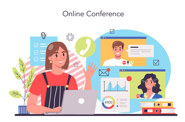 Wall Mural - freelance or outsoursing concept. people working remotely
