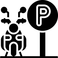 Wall Mural - Motorcycle parking sign icon, Parking lot related vector