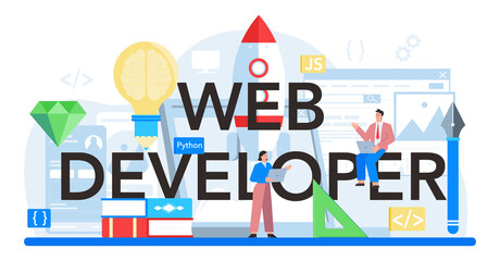 Poster - web developer typographic header. website optimization and web page