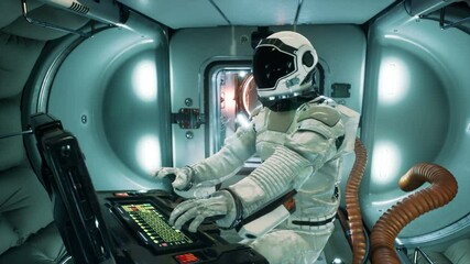 Wall Mural - a powerful explosion of fuel occurred on the spacecraft, depressurizing the spacecraft. the animatio