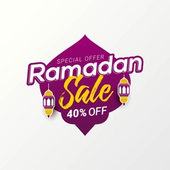 Wall Mural - Ramadan sale label badge banner template design background