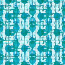 Abstract Paint Drip Weave Effect Grid Seamless Vector Pattern Background. Overlapping Cyan And Aqua Blue Dripping Painterly Drops Criss Cross Backdrop. Ocean Vibe Faux Burlap Canvas Texture Concept