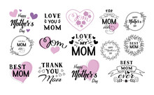 Mother's Day Vector Set, Mother's Day Quote Sticker Bundle