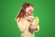 Cute girl with green cabbage