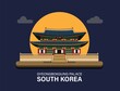 Gyeongbokgung Palace, South Korea  building landmark symbol for travel or tourism destination illustration vector
