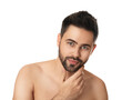 © New Africa - Handsome young man with beard after shaving on white background