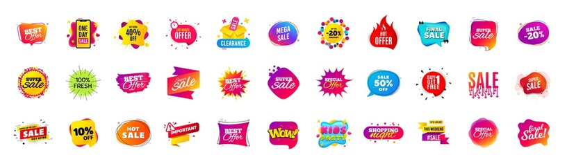 Wall Mural - Discount offer sale banners. Best deal price stickers. Black friday special offer tags. Sale bubble coupon. Promotion discount banner templates design. Buy offer sticker. Super deal set. Vector