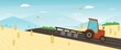 © Iryna Danyliuk - Agriculture farm banner. Tractor cultivating field at spring vector illustration.