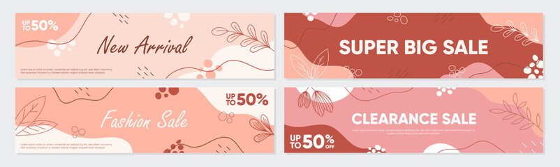 Sale banner template collection for promotion sale. Editable banner for social media post, website and internet ads. Banner advertisement for special offers set.	