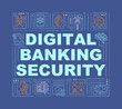 © bsd studio - Digital banking security word concepts banner. Strong authentication and risk . Infographics with linear icons on green background. Isolated typography. Vector outline RGB color illustration