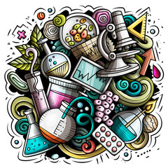 Wall Mural - science cartoon vector doodle design
