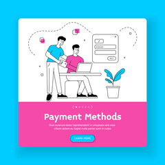 Wall Mural - payment methods square banner template. lie art vector illustration