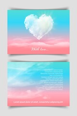 Wall Mural - postcard with a heart in the clouds.