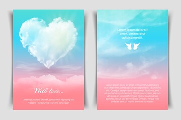 Wall Mural - postcard with a heart in the clouds.