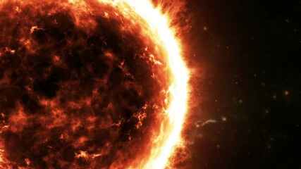 Wall Mural - zoom out epic incendiary rotating solar star. magnetic storm, burning solar surface with prominences