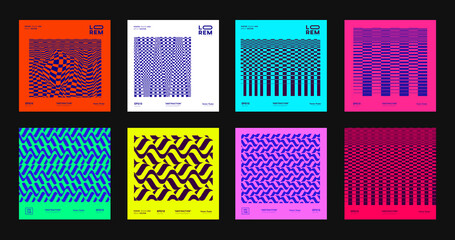 set of abstract modern patterns. collection of geometric futuristic designs. cool bright posters. mi