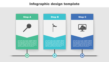 Sticker - Set Push pin, Location marker and . Business infographic template. Vector.