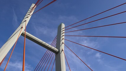 Canvas Print - Siekierkowski Bridge over River Vistula in Warsaw, capital of Poland, 4k video