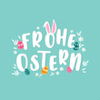 Happy Easter Typographical Background saying in german language 