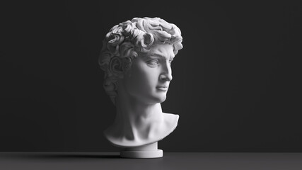 head of statue, david sculpture bust, 3d rendering