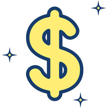 Yellow Dollar Sign With Glitter Graphic Design