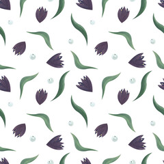  Hand-painted floral seamless pattern with crocuses