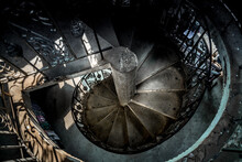An Ornate Spiral Staircase In Asia. Old And Dilapidated This Blue Stone Staircase Has A Ton Of Character