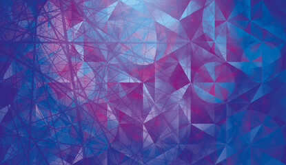 Wall Mural - Abstract vector background. Multicolor geometric background in blue, purple. Polygonal crystal structure, 3d