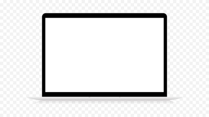 Realistic laptop isolated template. Black frame empty with elegant mockup white keyboard digital gadget with slim body modern touch vector style.