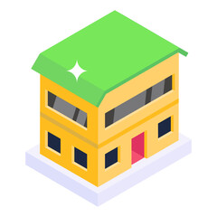 Poster - 
House in isometric editable icon

