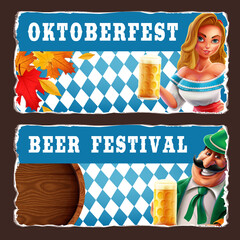 oktoberfest banner with woman and man