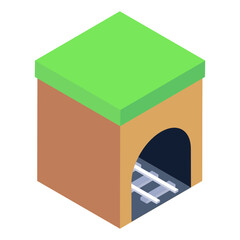 Sticker - 
Railway track isometric icon, editable vector 

