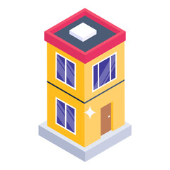 Wall Mural - 
Building in isometric editable icon

