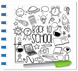 Sticker - School element in doodle or sketch style on notebook