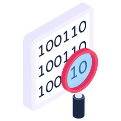 Canvas Print - numbers with magnifier denoting isometric icon of binary search
