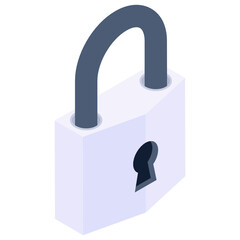 Wall Mural - 
Padlock in isometric style icon, editable vector 

