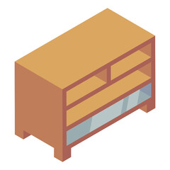 Canvas Print - 
An isometric design icon of shelves almirah 

