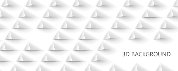 Wall Mural - 3d futuristic white paper corners mosaic white background with copy space. realistic geometric mesh 