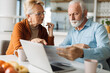 © Goran - Frustrated senior couple sitting at home and checking their home finances