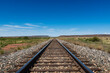 View of of a railroad track leading to the horizon in the State of New Mexico, USA
