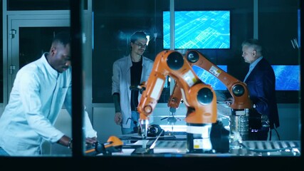 Wall Mural - professional engineers working with innovative equipment, teamwork concept. computer laboratory with