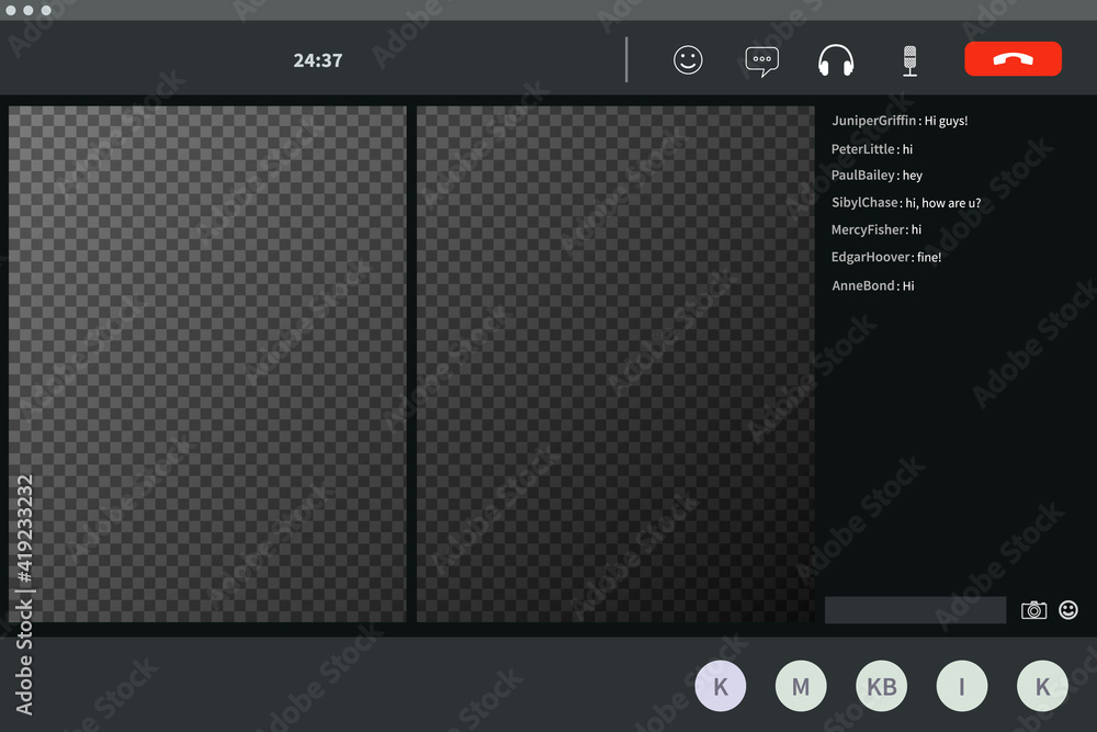 Screen template of video conference for two persons, modern software ...