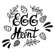 © Mila_art - Easter lettering. Black and white image with eggs and decorative elements and the inscription 'Egg Hunt'. Suitable for printing on clothes, dishes and other items. Suitable for postcards, invitations