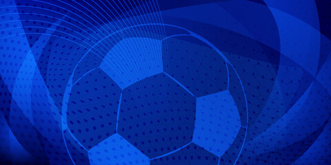 Wall Mural - Football or soccer background with big ball in blue colors
