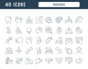 Wall Mural - set of linear icons of diseases