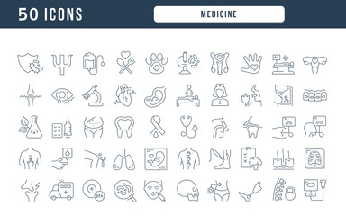 Wall Mural - Set of linear icons of Medicine